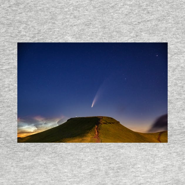 Comet NEOWISE and Noctilucent cloud over Corn Du in the Brecon Beacons National Park, Wales by dasantillo